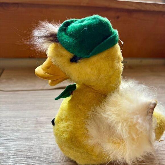 Vintage Plush Duck With Rubber Beak, Stuffed Rabbit Fur Easter Duck Fisherman Ae - Picture 2 of 6